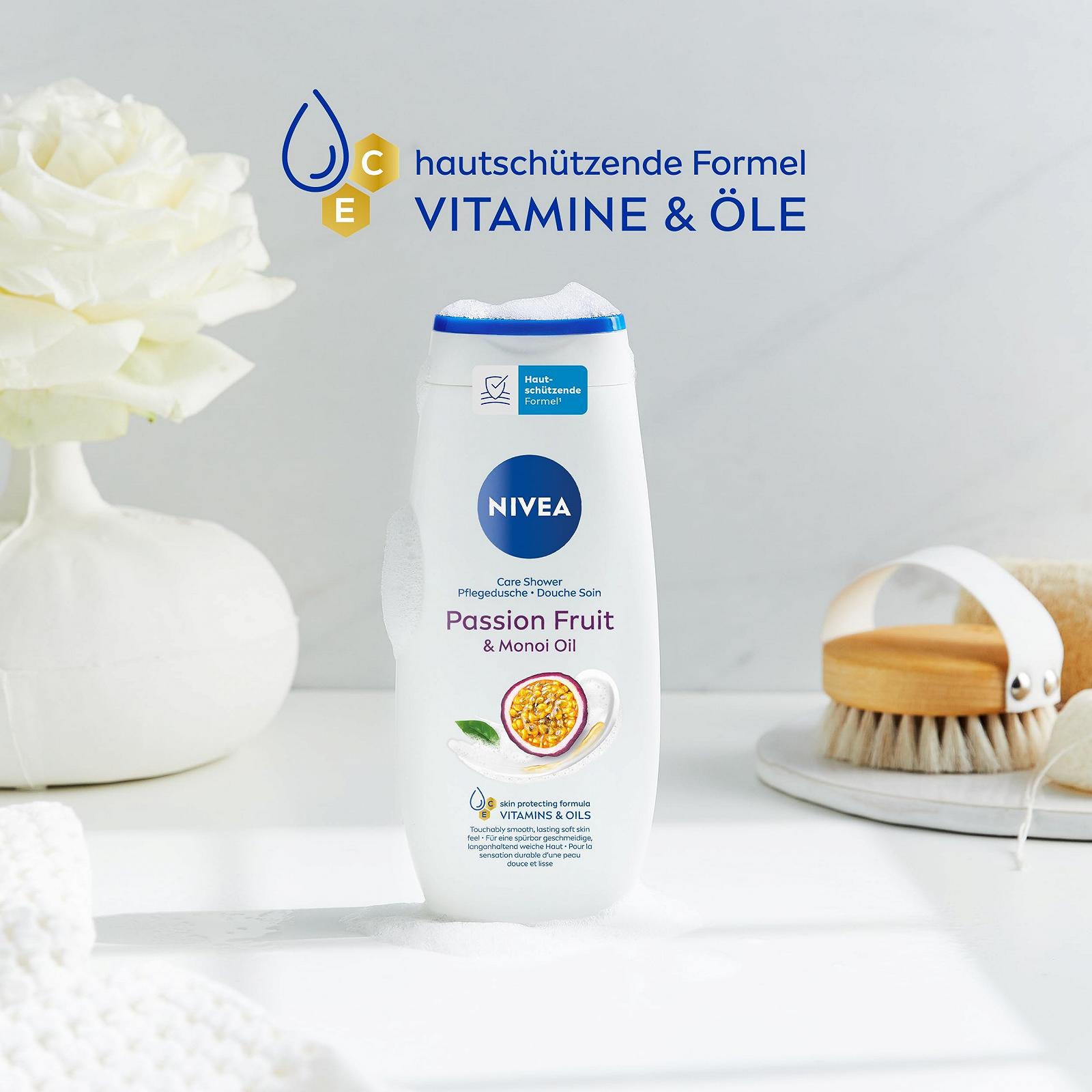 Гель-уход для душа NIVEA Passion Fruit Care с маслом монои 250 мл, фото №3