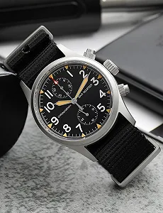 Хронограф San Martin Military SN0120, 37 мм, сапфировое стекло, черный synthetic.ua - Фото 1