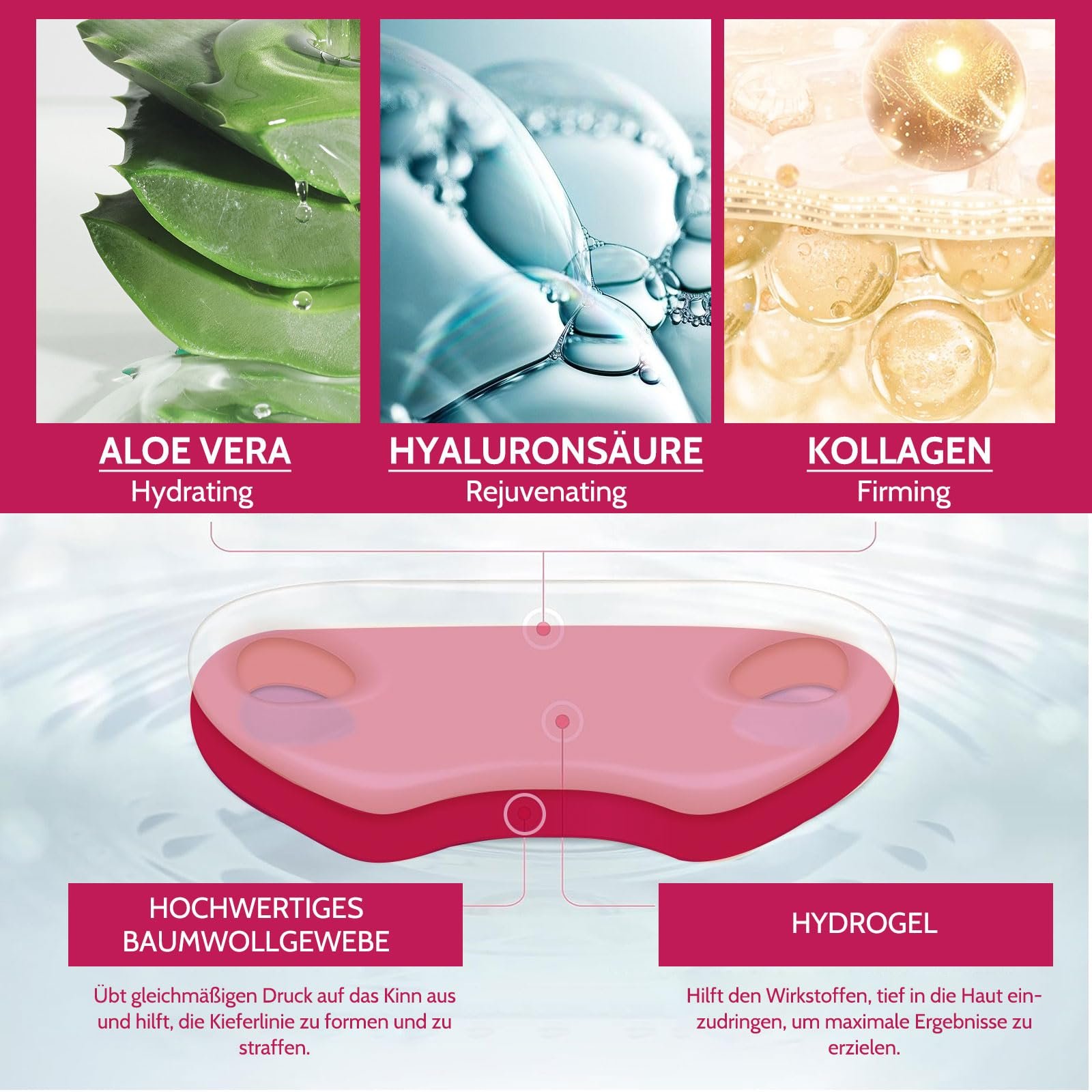 Маска для лица Shefave V Line, средство для удаления двойного подбородка, 3 шт. гидрогелевая коллагеновая маска с алоэ, V-образная маска для подтяжки лица с коллагеном для двойного подбородка, средство для подтяжки, маски для шеи с ушным крючком для красоты, фото №2