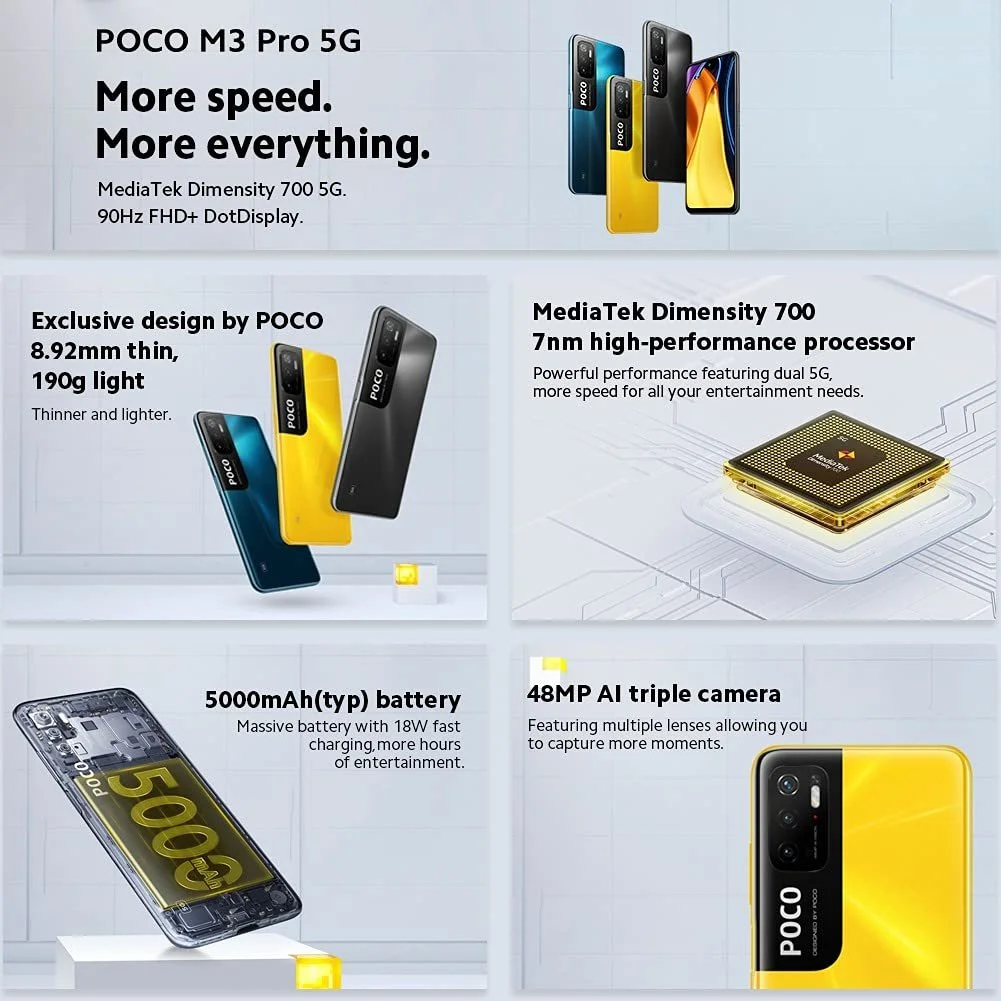 Смартфон Xiaomi Poco M3 Pro 5G 64GB Yellow, фото №5