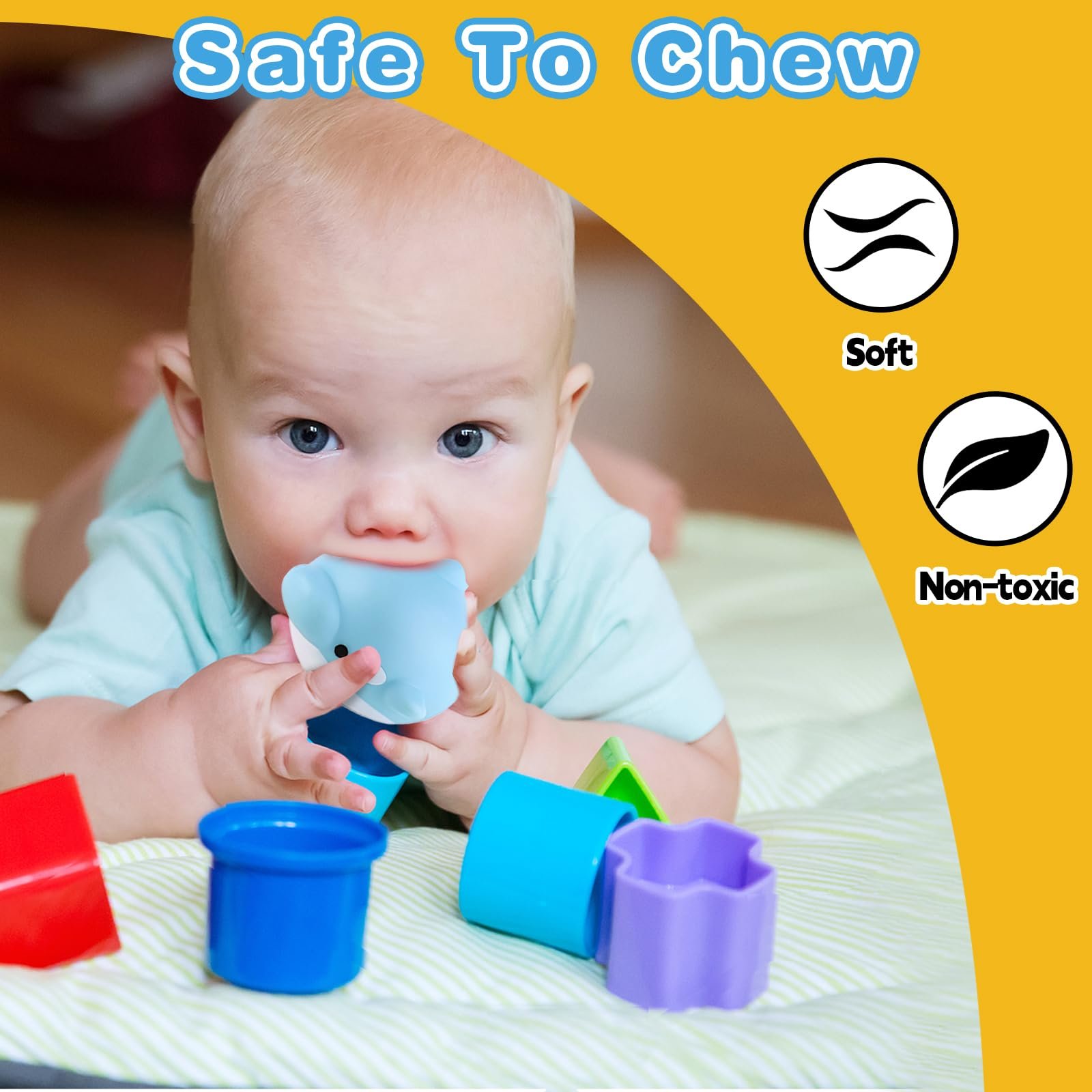 Іграшка для ванни KATIMI Набір 7 шт (черепаха, риба, бегемот, зірка, дельфін, сачок), фото №5