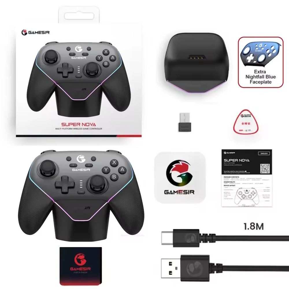 Геймпад GameSir Super Nova Dark Gray + Док-станція + панель Blue, фото №12 Геймпад GameSir Super Nova Dark Gray + Док-станція + панель Blue, фото №12