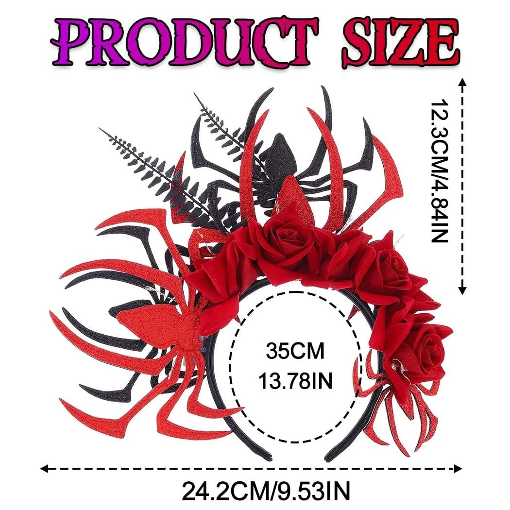 Хелловін Обруч Reaky Квіти Червоний, фото №5