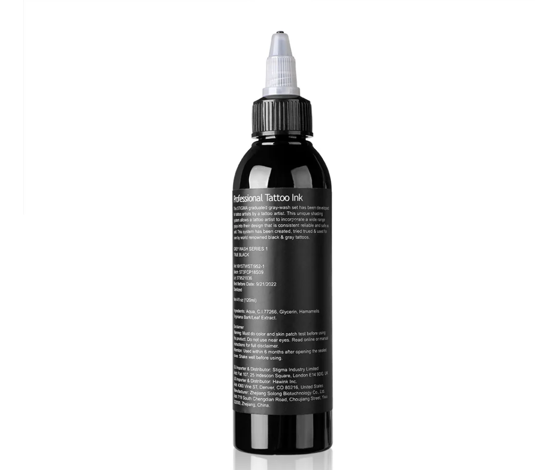 Краска черная Tattoo Ink Stigma Dark Black для тату мастера пигмент татуировок 120 ml, фото №2