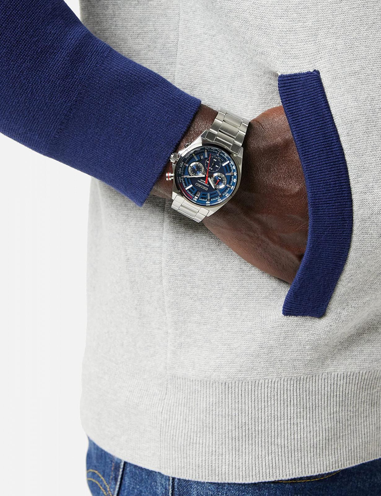 Чоловічий годинник Seiko Quartz SSB407P1 з нержавіючої сталі зі сталевим браслетом, сріблястий, фото №2