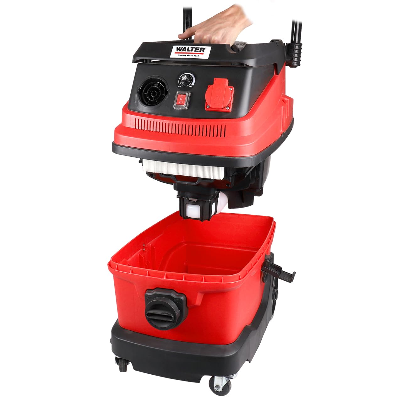 Пилосос WALTER Industrial 3-в-1 з водяним фільтром 1600 Вт 230 В мокрий та сухий з розеткою для синхронної роботи, фото №4