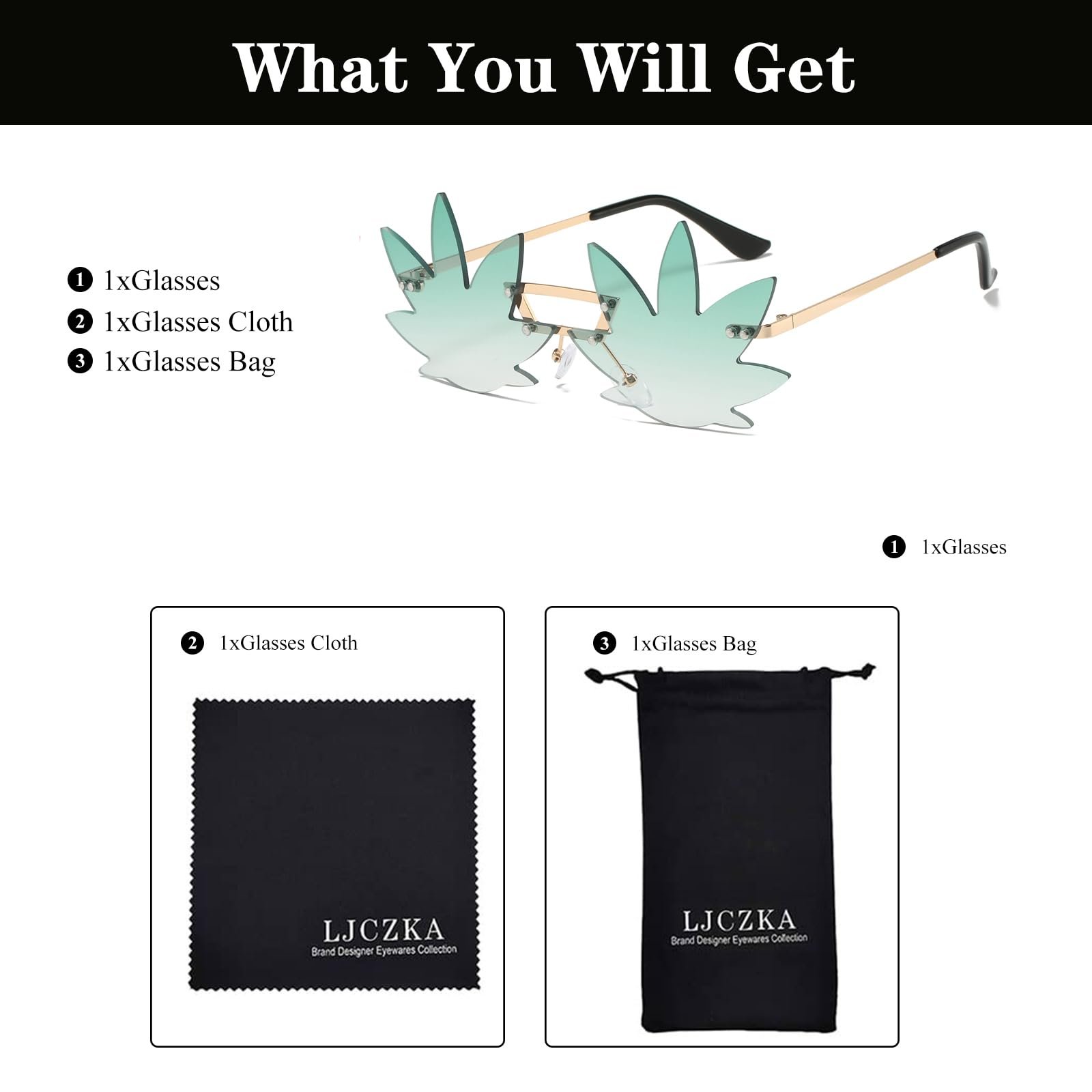 Сонцезахисні Окуляри Лист Клена Без Оправи Новинка для Вечірок LJCZKA, фото №5