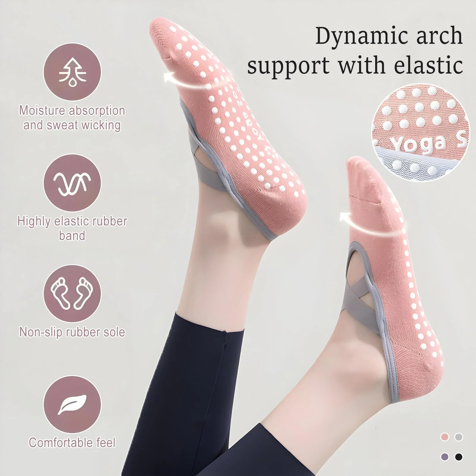 Шкарпетки для йоги 4 пари, фото №4