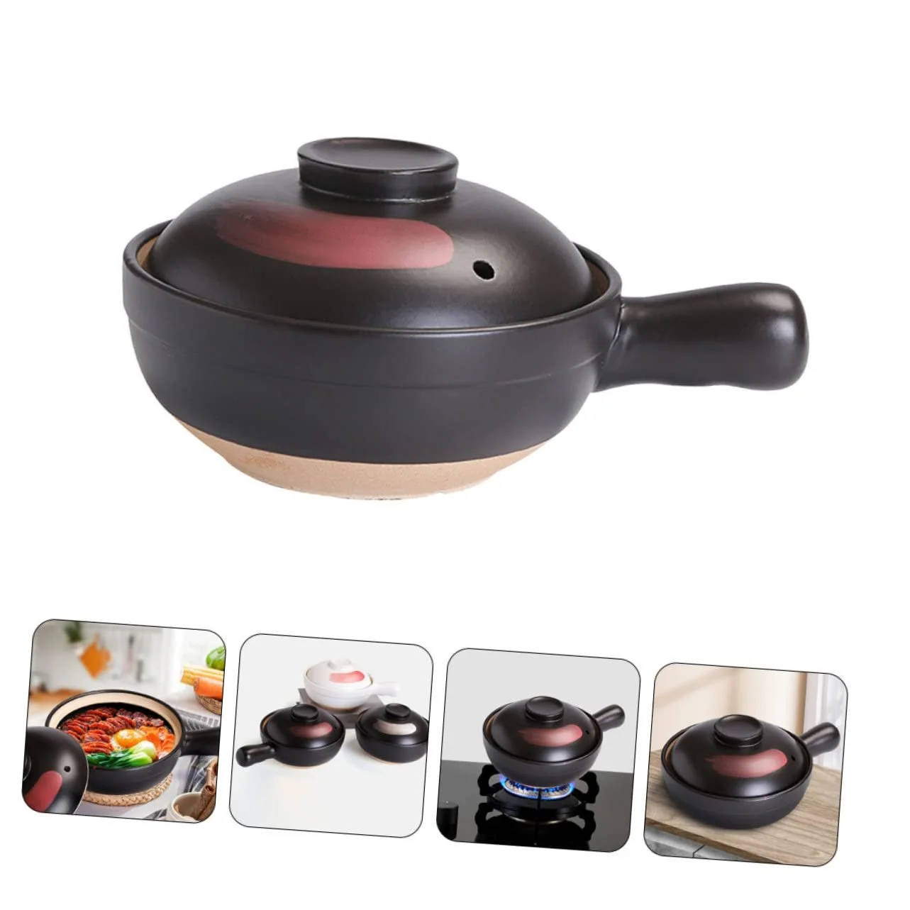 Горшок для приготовления IMIKEYA глиняный с крышкой энергоэффективный, фото №4