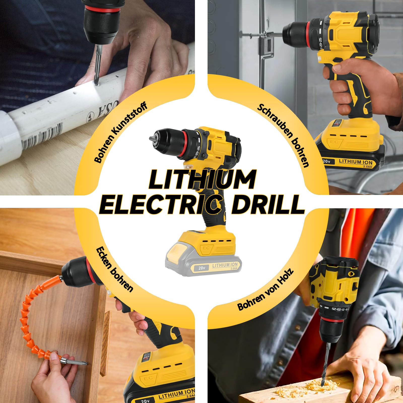 Безшнурова дриль Шурупокрут Dewalt 20V 25 + 1 Налаштування крутного моменту Макс. крутний момент 60N-м Світлодіодний робочий світильник, фото №4 Безшнурова дриль Шурупокрут Dewalt 20V 25 + 1 Налаштування крутного моменту Макс. крутний момент 60N-м Світлодіодний робочий світильник, фото №4