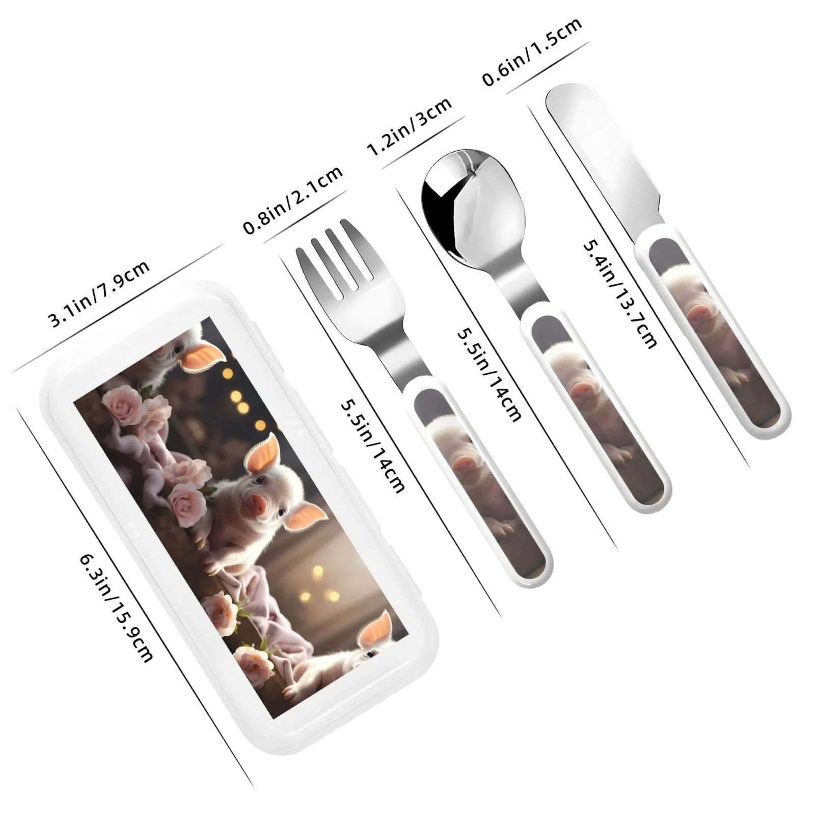 Дитячий набір столових приборів Молода свинка, фото №3 Дитячий набір столових приборів Молода свинка, фото №3