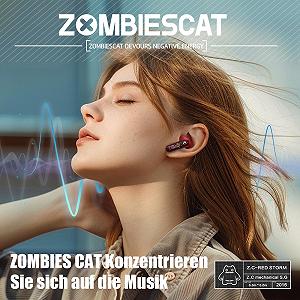 Наушники ZOMBIES CAT Wireless Bluetooth 5.3 Playtime HiFi Stereo Exclusive Light Effects Touch Control In-Ear для iOS Android B2 красный synthetic.ua - Фото 1