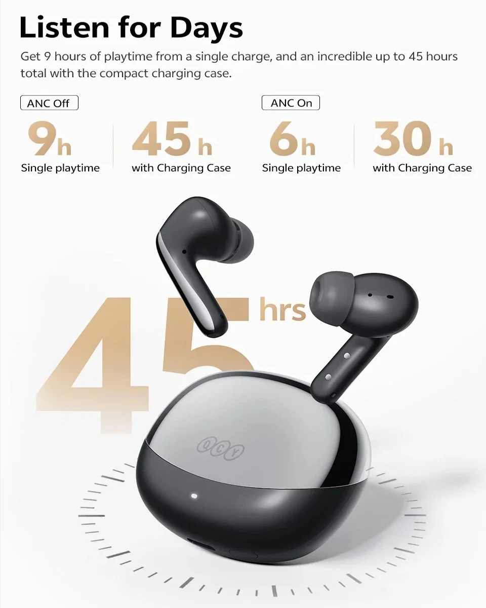 Наушники QCY MeloBuds N60 Hi-Res LDAC PureSilenz ANC AI BT6.0 Black, фото №12 Наушники QCY MeloBuds N60 Hi-Res LDAC PureSilenz ANC AI BT6.0 Black, фото №12