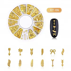 Набор для ногтей Микс Золотые украшения для ногтей Золотые заклепки для ногтей Самоцветы Блестящие стразы Металлические заклепки Полумесяц Звезда Сердца Формы Искусственный жемчуг DIY 3D Украшения для ногтей Стразы и украшения 6# synthetic.ua - Фото 1