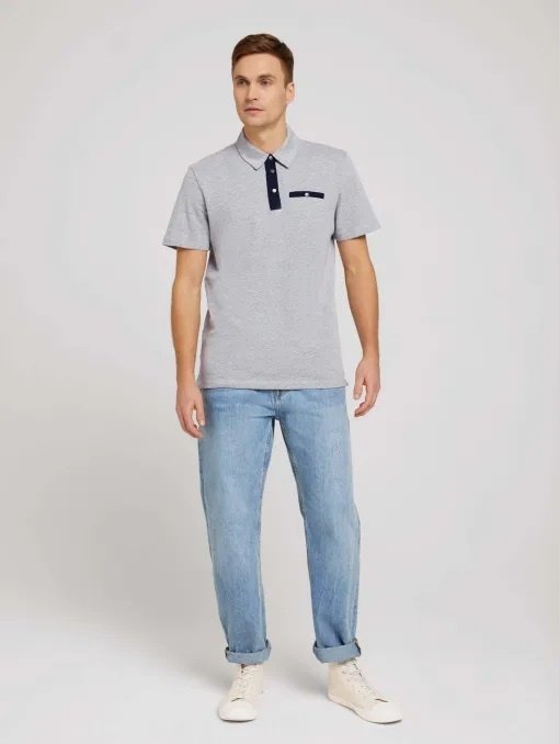Поло structured polo with pocket 1030388XX1015398 Tom Tailor Сірий 2XL, фото №4