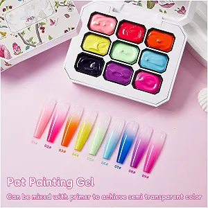 Гель Klopf для градиентного рисования, палитра из 9 цветов, аксессуары для дизайна ногтей, искусства, маникюра для женщин и девушек synthetic.ua - Фото 1