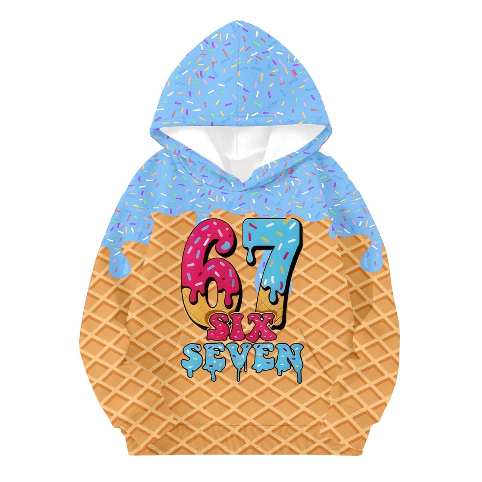 Худи Без бренда 67 Размер 6 7 Принт Meme Винтажный мультяшный Длинный рукав Ретро Зимний, фото №7