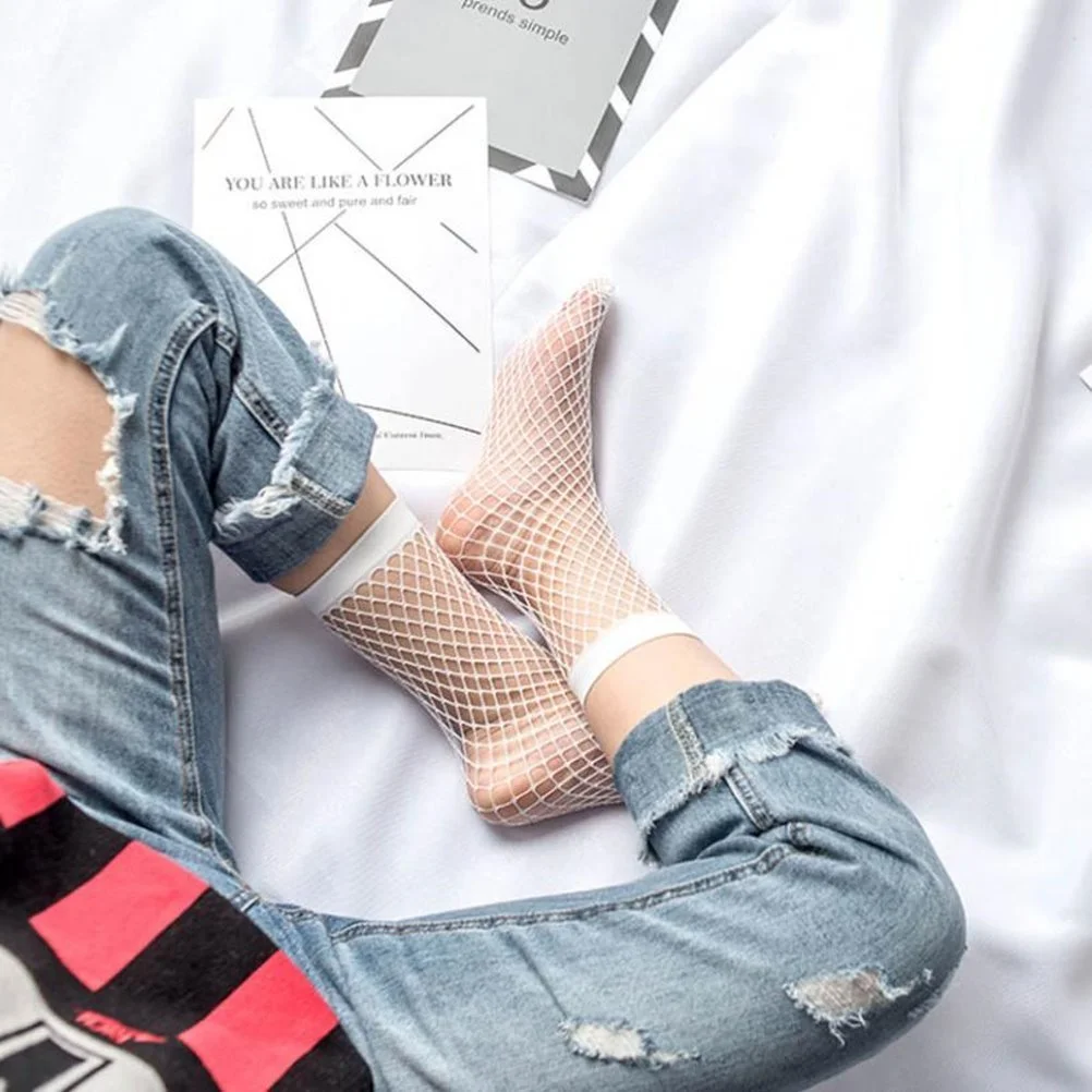 Носки Женские Сетка Белые Короткие Рыбацкая Сетка Носки для Кроссовок, фото №4