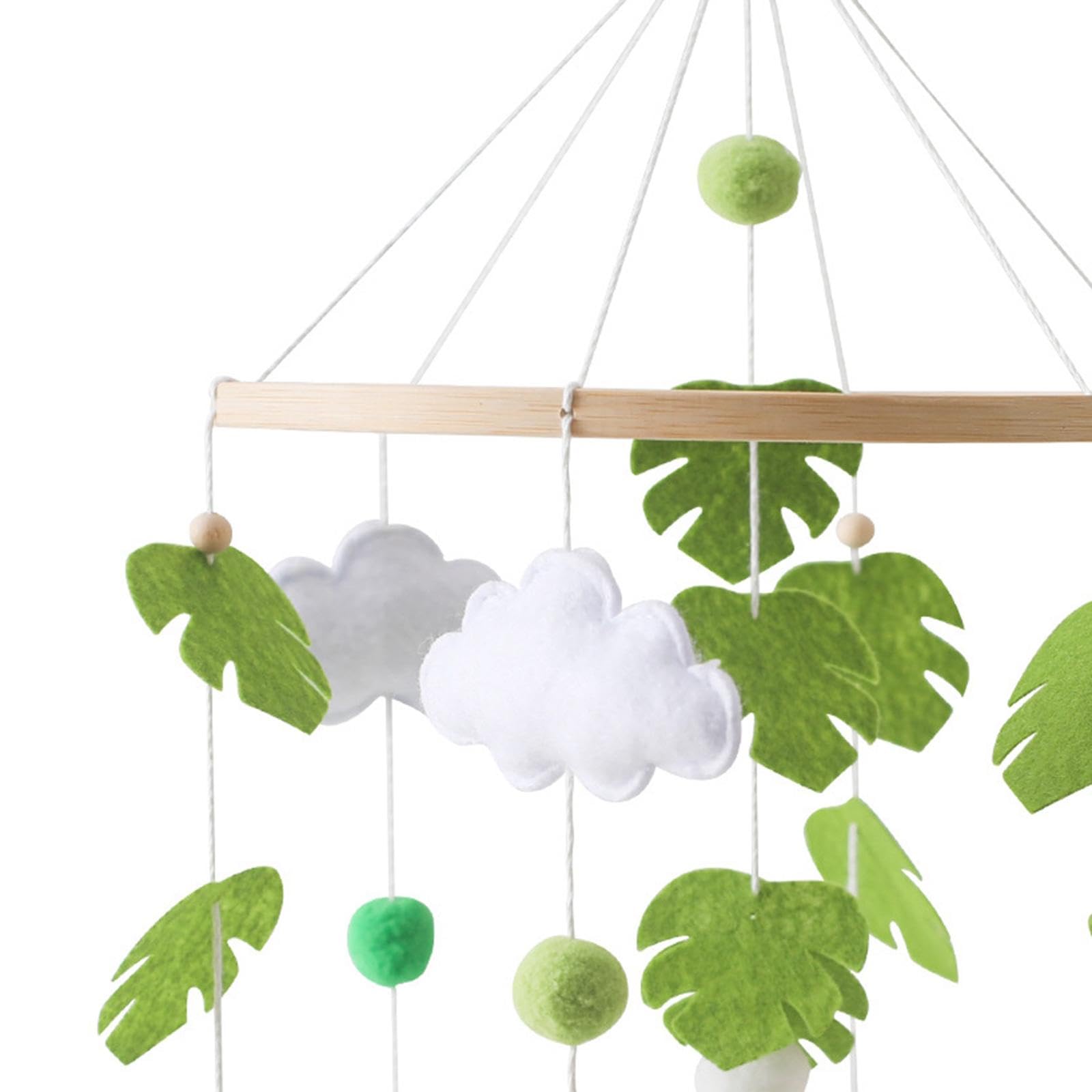 Игрушка-подвеска Fenteer Mobile Bed Bell Montessori Сенсорные Новорожденные Погремушки Фетр Подвесной Декор для новорожденных 0-6 месяцев Мальчики Девочки Зеленый, фото №5