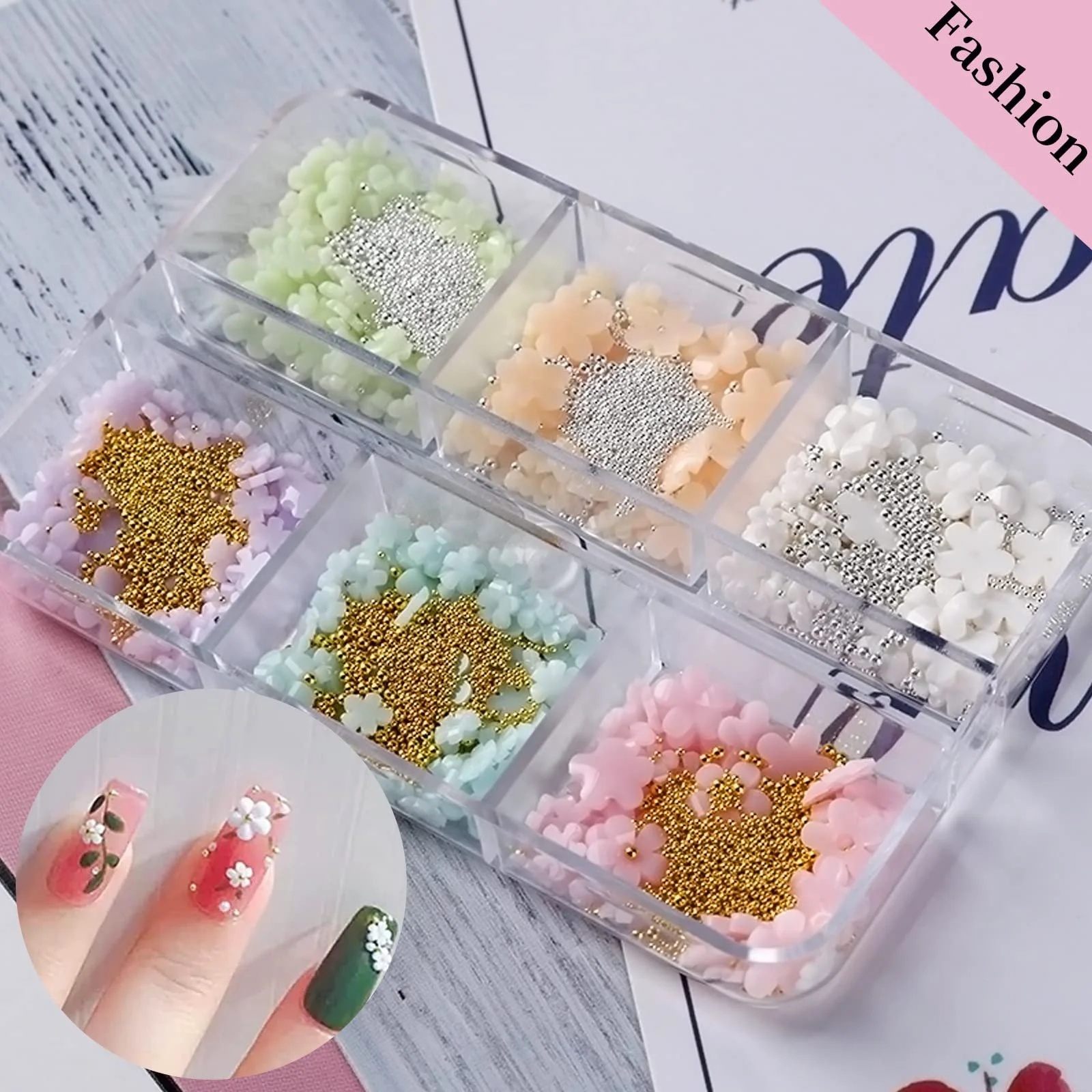 Подвески для ногтей Цветок, 400 штук, цветы меняющие цвет под воздействием УФ-лучей, украшения для ногтей с золотыми и серебряными бусинами, аксессуары для DIY дизайна ногтей для женщин и девушек, фото №3 Подвески для ногтей Цветок, 400 штук, цветы меняющие цвет под воздействием УФ-лучей, украшения для ногтей с золотыми и серебряными бусинами, аксессуары для DIY дизайна ногтей для женщин и девушек, фото №3
