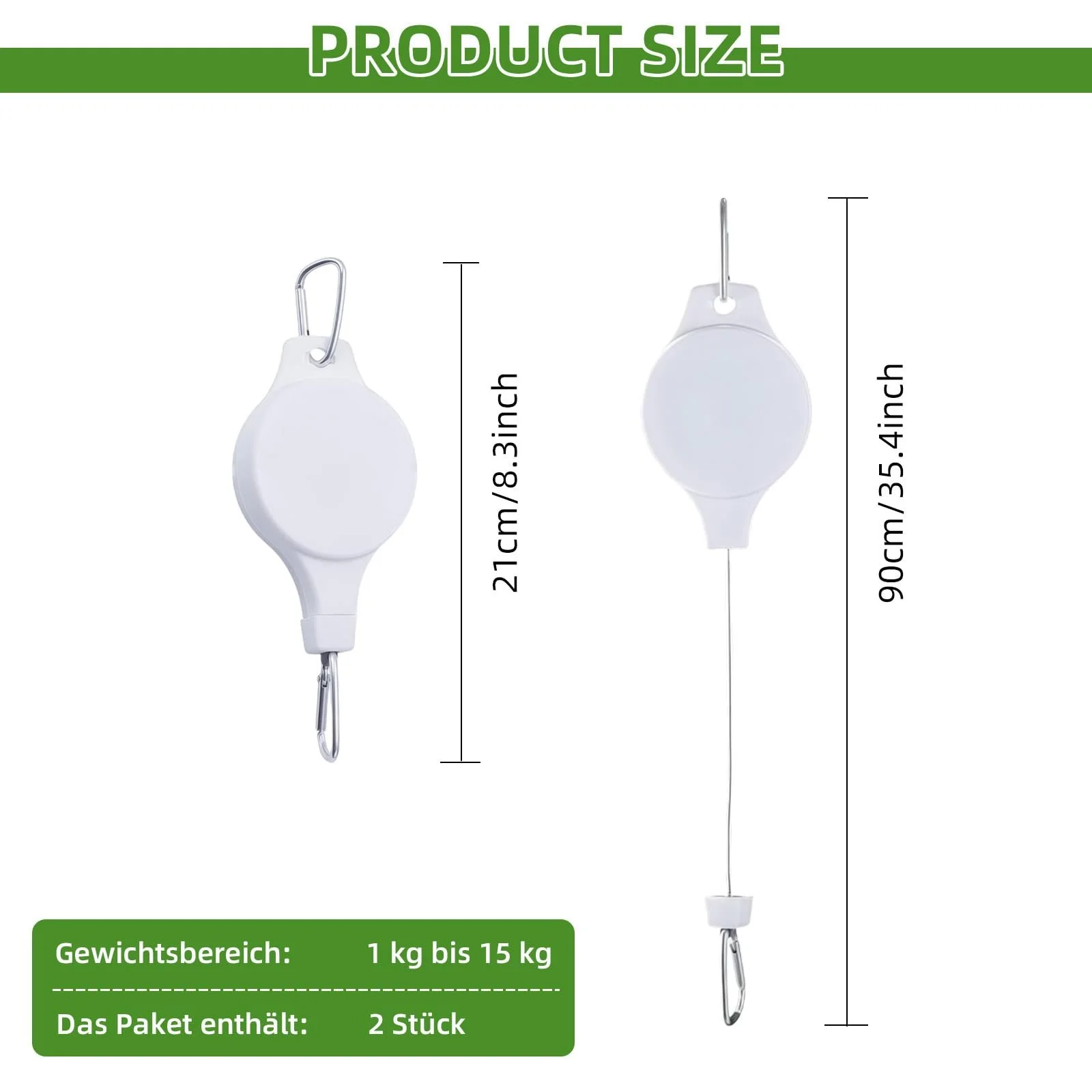 Регулируемые подвесы для растений 2 шт. 1-15 кг белые, фото №2