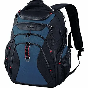 Рюкзак для ноутбука KROSER XL 17.3-18.4 дюйма Дорожный Черный Синий туман - Фото 1