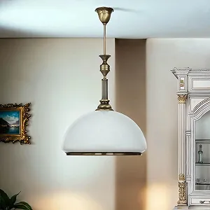 Підвісний світильник Licht-Erlebnisse, метал та скло, антична латунь, E27, діаметр 40 см - Фото 1