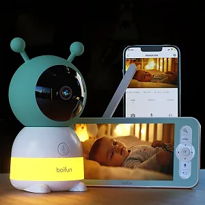 Відеоняня BOIFUN 2K WLAN 5" 360° нічник датчик плачу/руху/температури - Фото 1