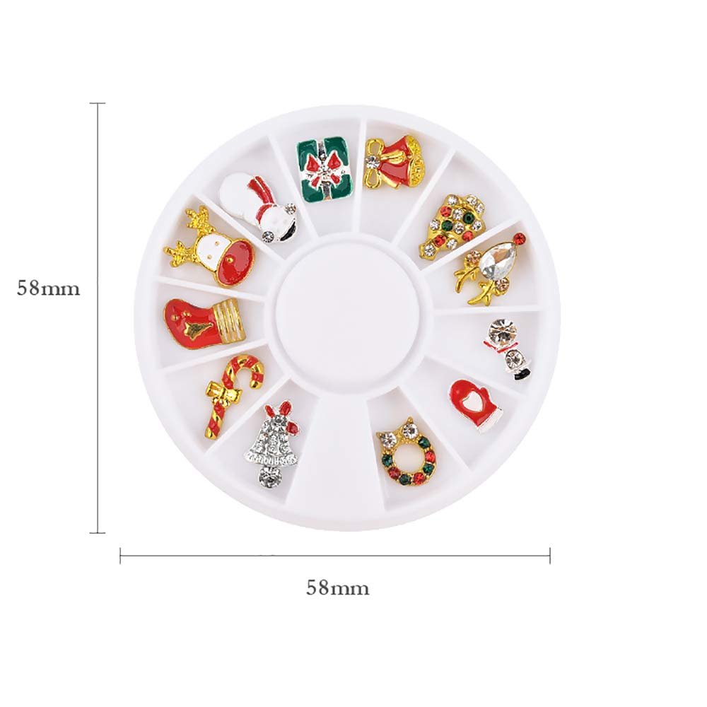 Металеві стрази для нігтів, 1 коробка, для DIY прикрас, різдвяні елементи, фото №2