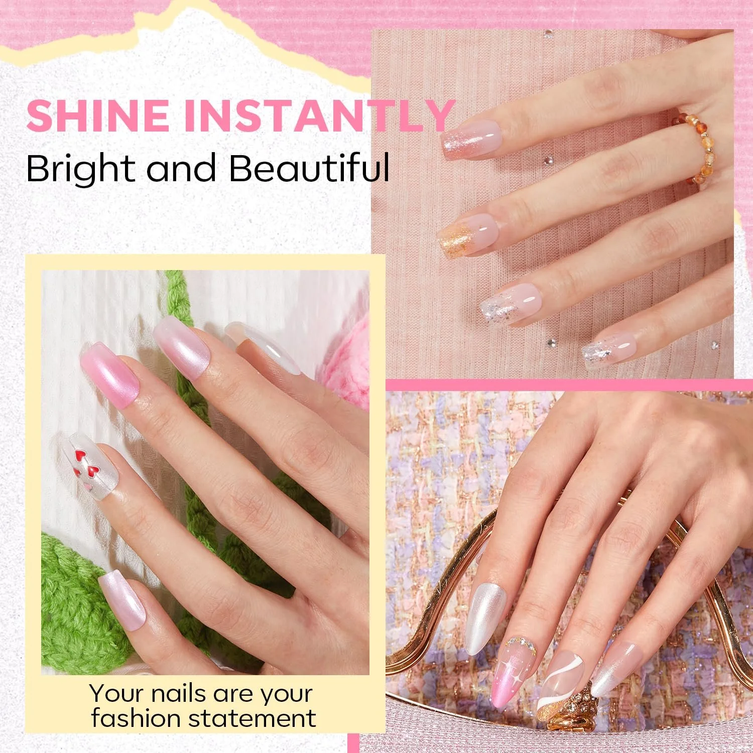 Лак для нігтів MODELONES Блискітки, 6 кольорів, фото №4