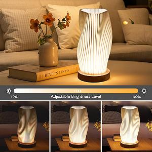 Настільна лампа з дерев'яною основою та плафоном PLA 9 рівнів яскравості USB 21x11 см synthetic.ua - Фото 1