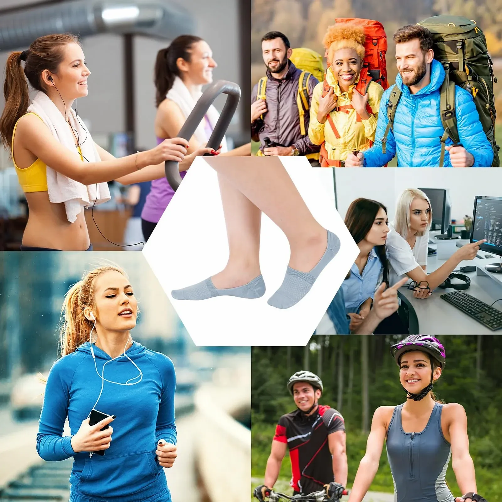 Женские носки Тип: Подследники 7 пар Цвет: Розовый, зеленый, оранжевый, серый, белый, голубой, черный, размер 35-40, фото №6