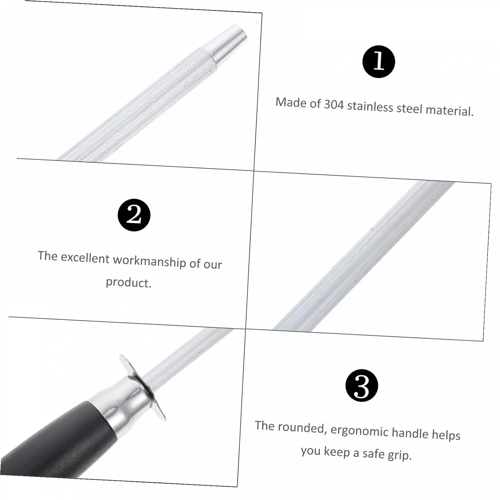 Мусат для ножів Ciieeo Сталевий з ручкою з PP, фото №4