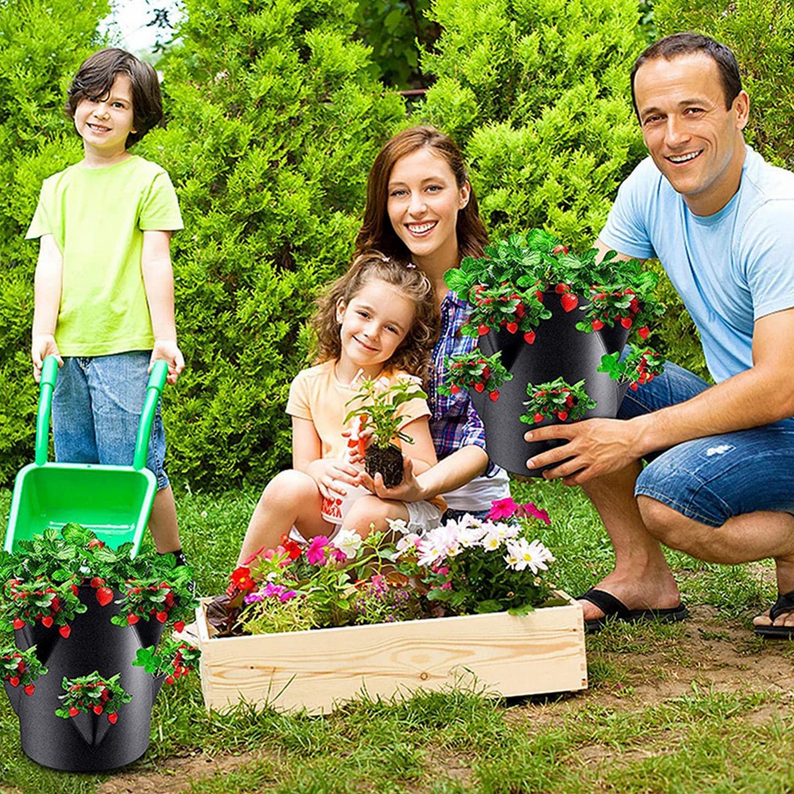Горщики для полуниці сумки для вирощування рослин з нетканого матеріалу переносні дихаючі, фото №4