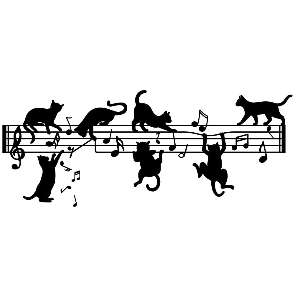 Наклейка на стіну SUPERDANT Music Notes Cat вінілова 57 x 35 см дизайн Мелодія для вітальні та спальні, фото №3