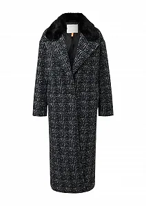 Пальто QS зі знімним плюшевим коміром - Фото 1