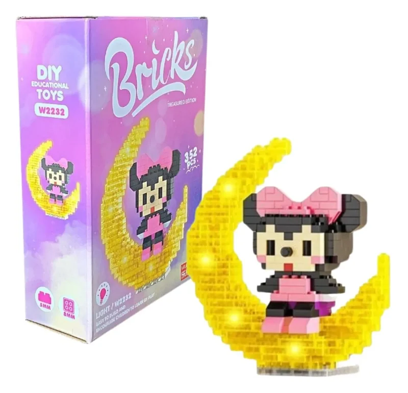 Конструктор Минни Маус на луне Микки Маус Дисней с подсветкой Bricks Minnie Mouse 3D конструктор из миниблоков (352 детали), фото №2