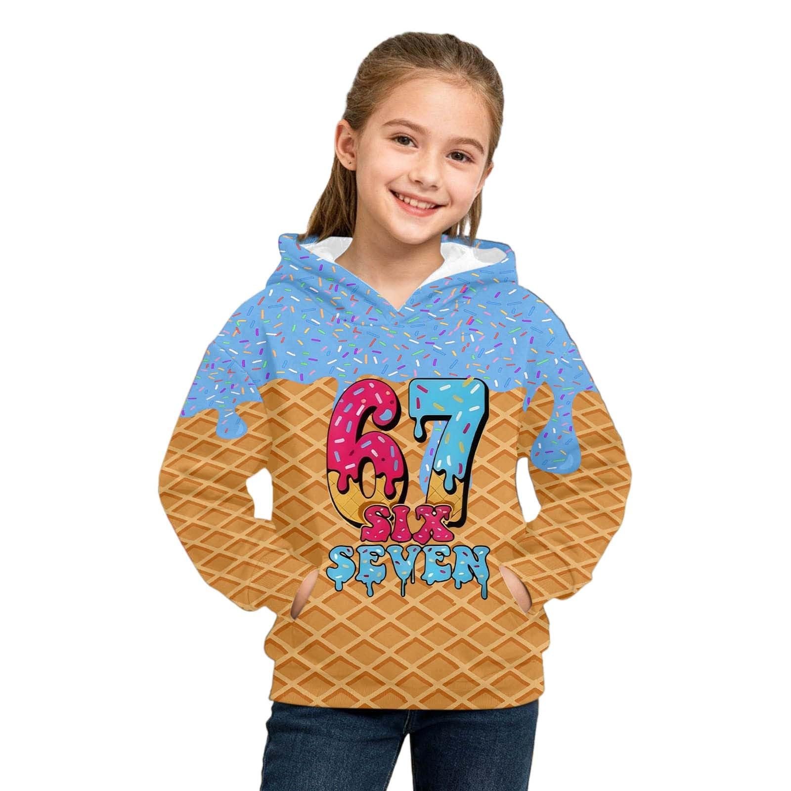 Худи Без бренда 67 Размер 6 7 Принт Meme Винтажный мультяшный Длинный рукав Ретро Зимний, фото №3