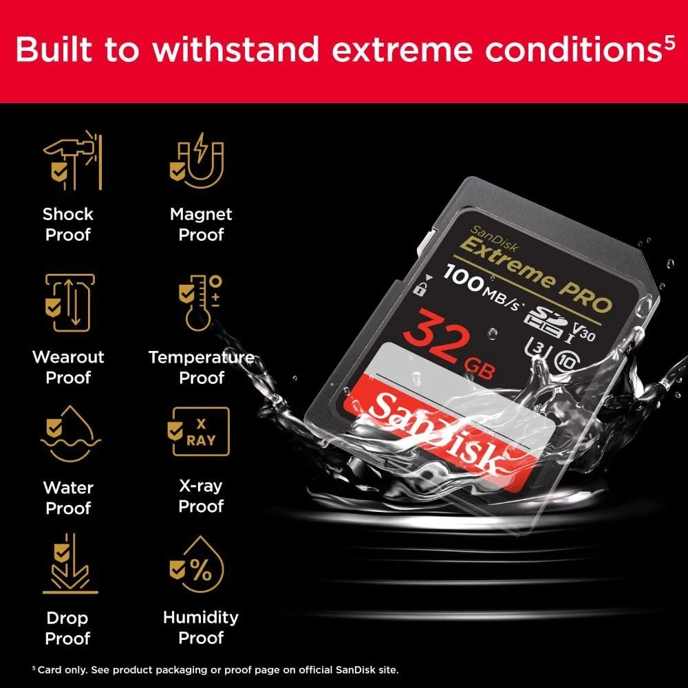 Карта памяти SanDisk Extreme PRO SDHC UHS-I 32ГБ V30 100МБ/с U3, фото №5 Карта памяти SanDisk Extreme PRO SDHC UHS-I 32ГБ V30 100МБ/с U3, фото №5