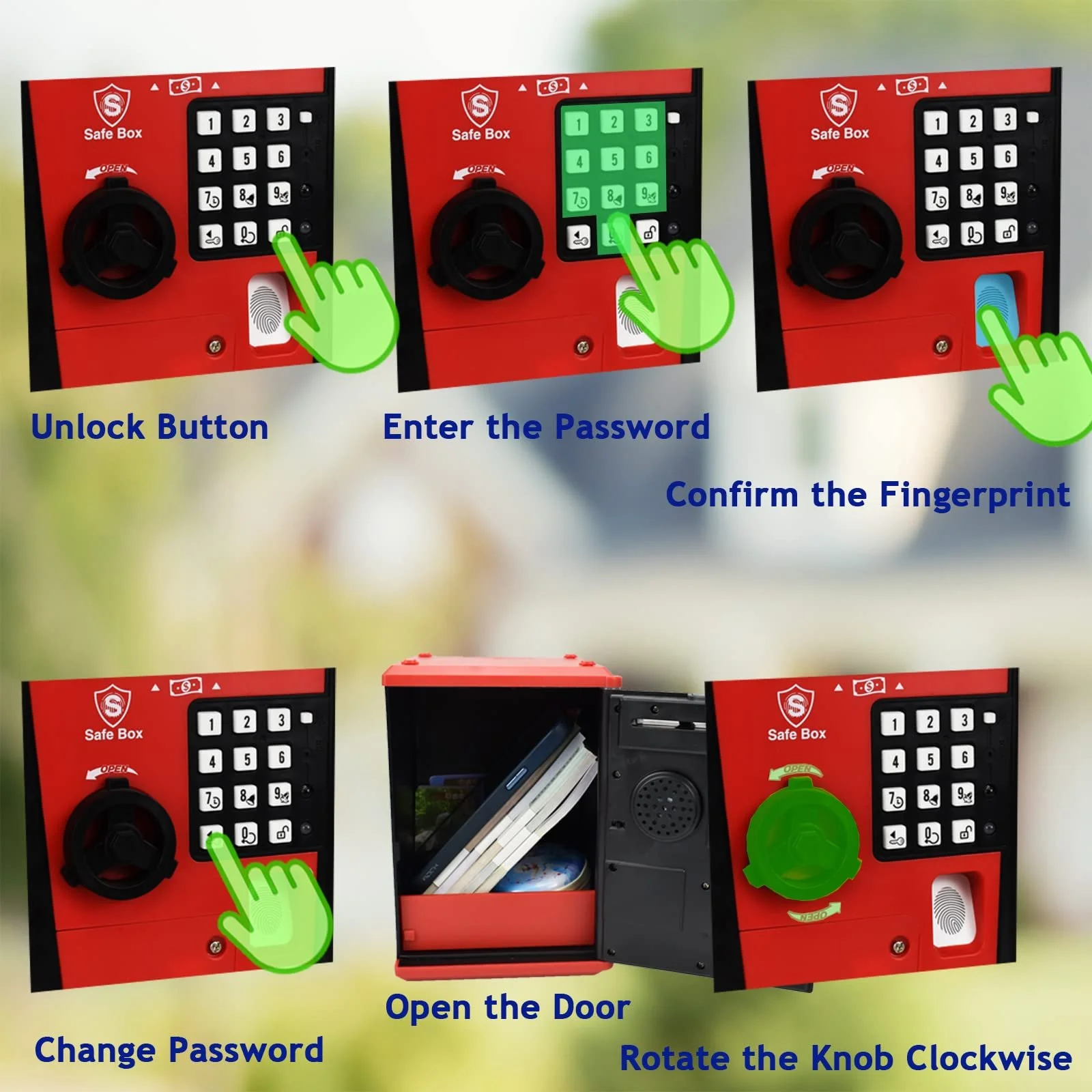 Скарбничка-сейф банкомат з відбитком пальця та паролем, фото №2
