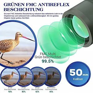 Бинокль Aomekie 10 x 50 Waterproof BAK4 FMC с дальномером и компасом synthetic.ua - Фото 1