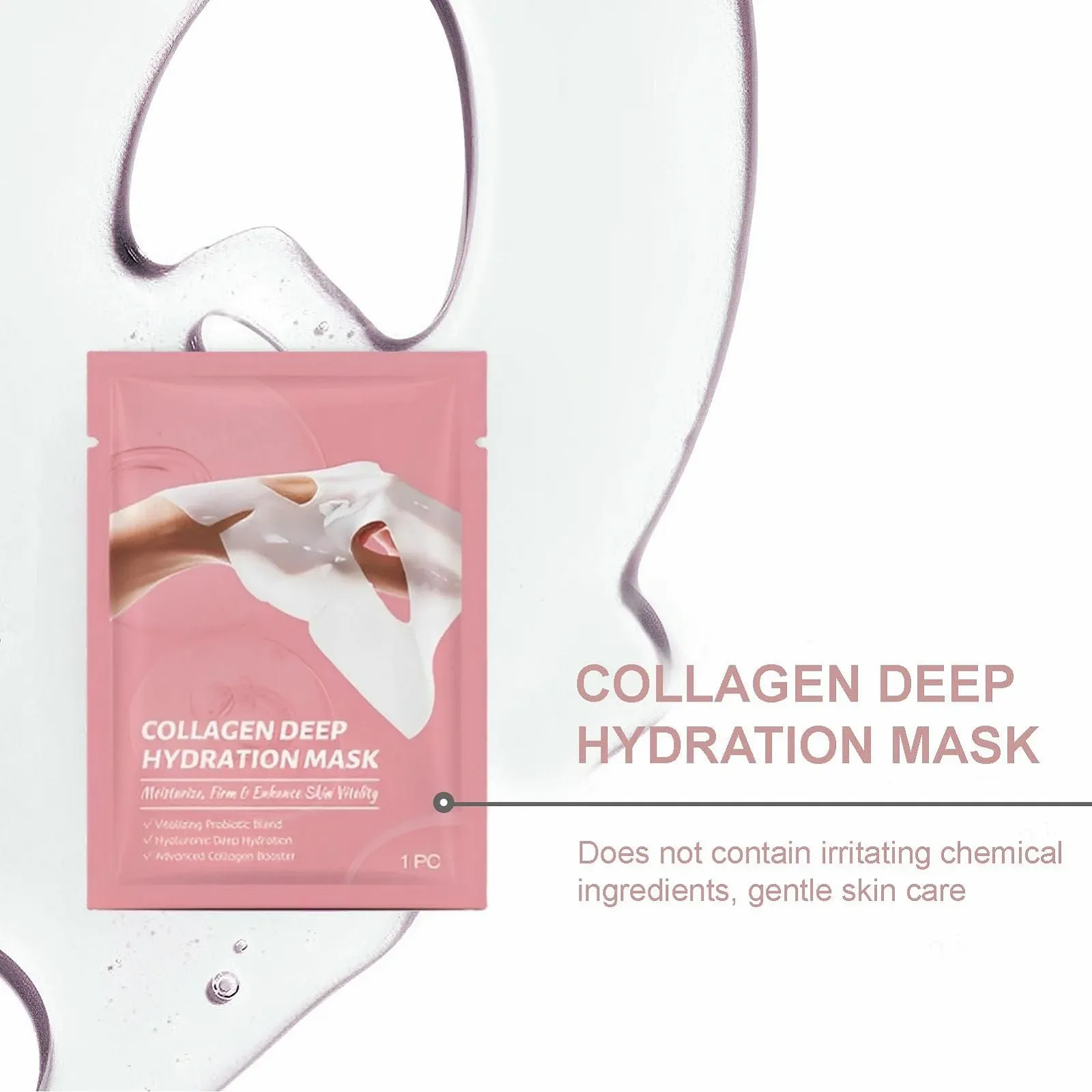 Маска Bio-Collagen Real Deep Зволожуюча колагенова маска Нічна, Dark Pink - 5 шт, фото №6