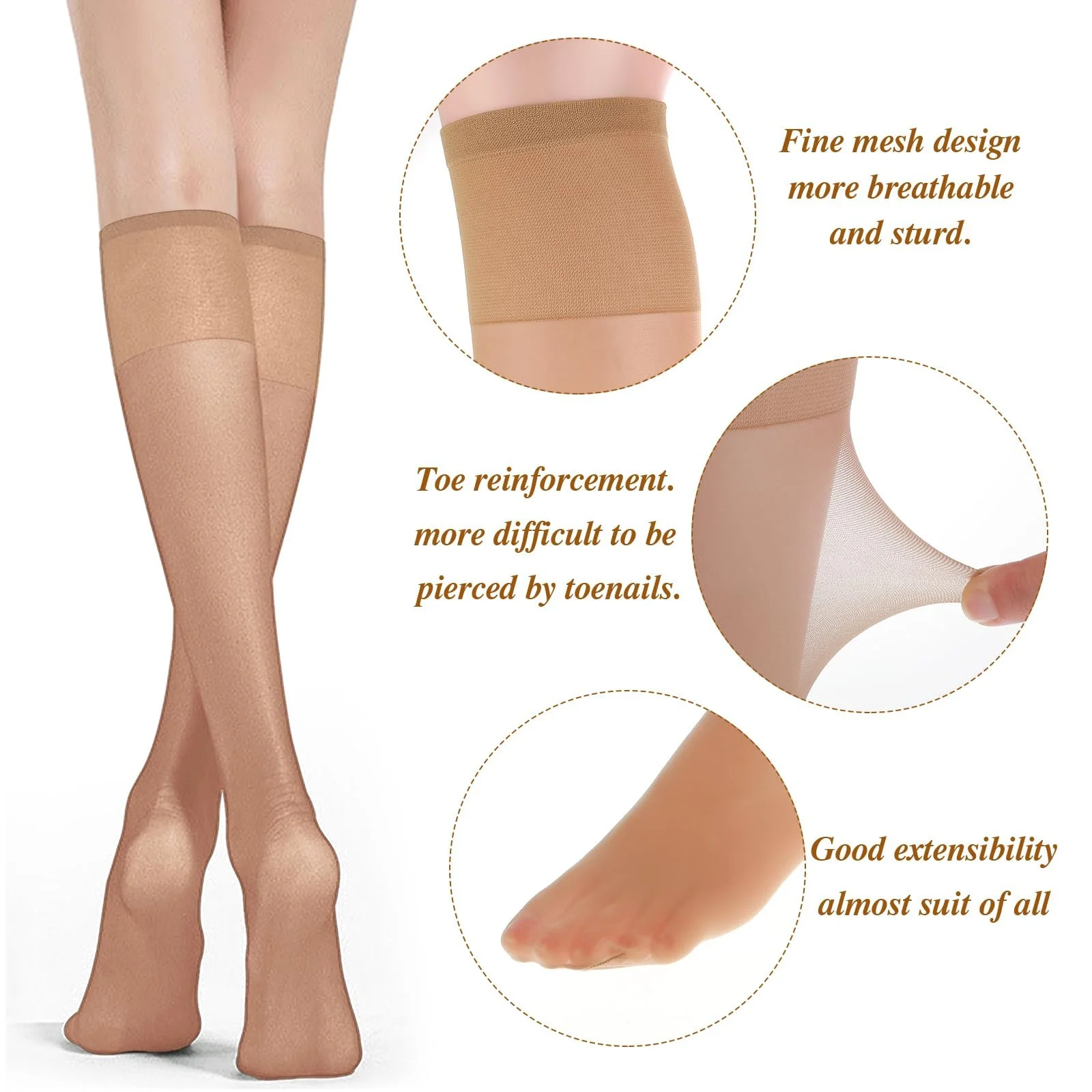 Шкарпетки жіночі нейлонові 4 пари, прозорі, фото №3