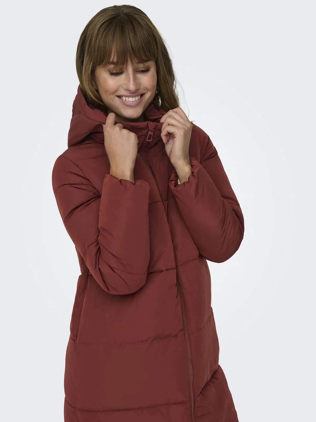 Женское стеганое пальто ONLY Onlabbie Puffer Coat OTW, Fired Brick, фото №6