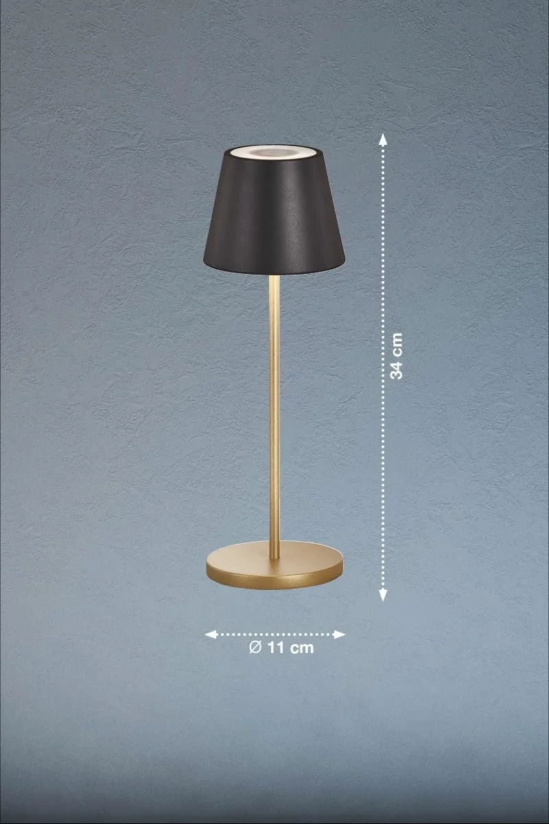 Настільна лампа Cosenza Outdoor Акумуляторна Бездротова USB-C/USB-A 34 см Чорна з золотим, фото №4