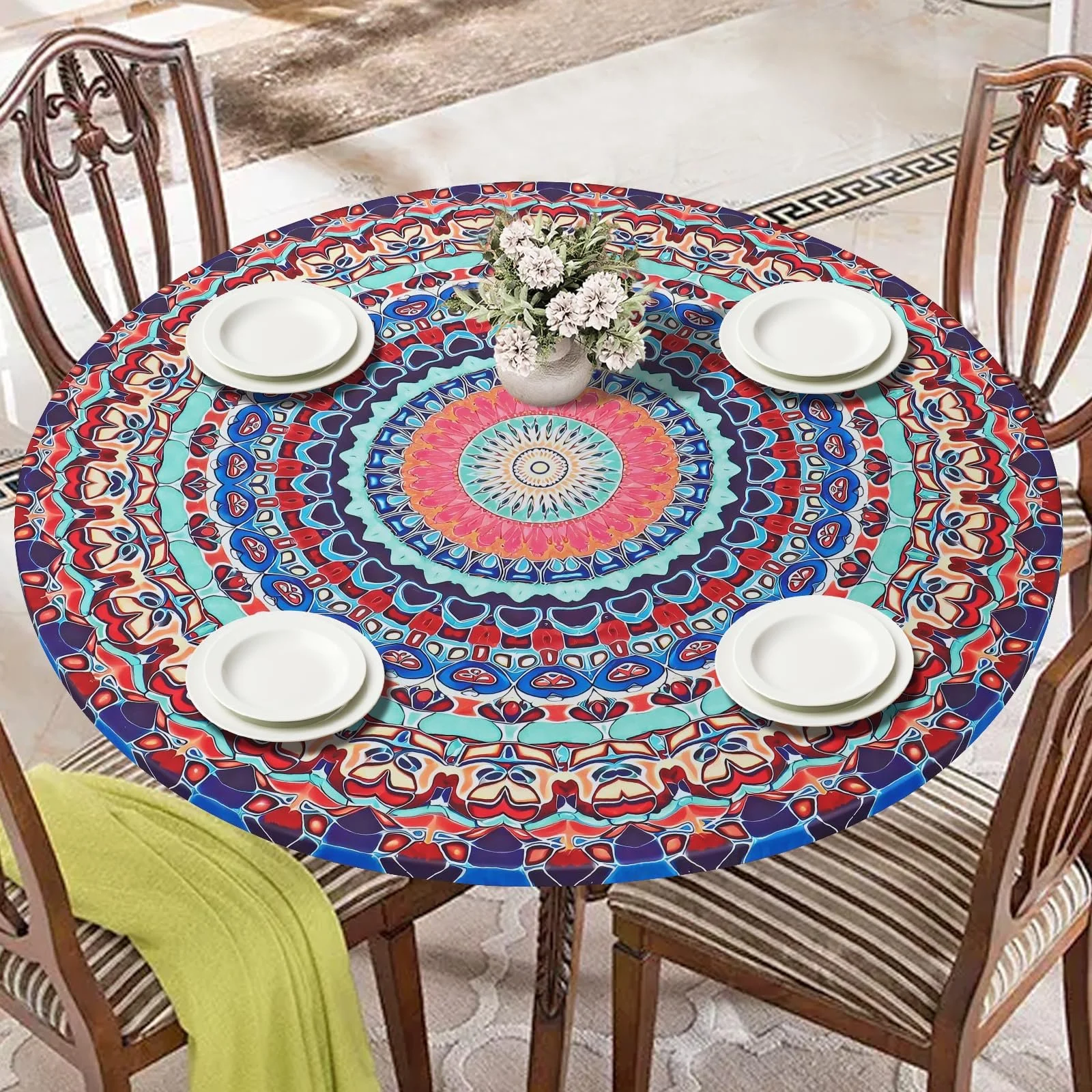 Скатертина Outdoor Elastic Round Garden (для столу 90–110 см), фото №1