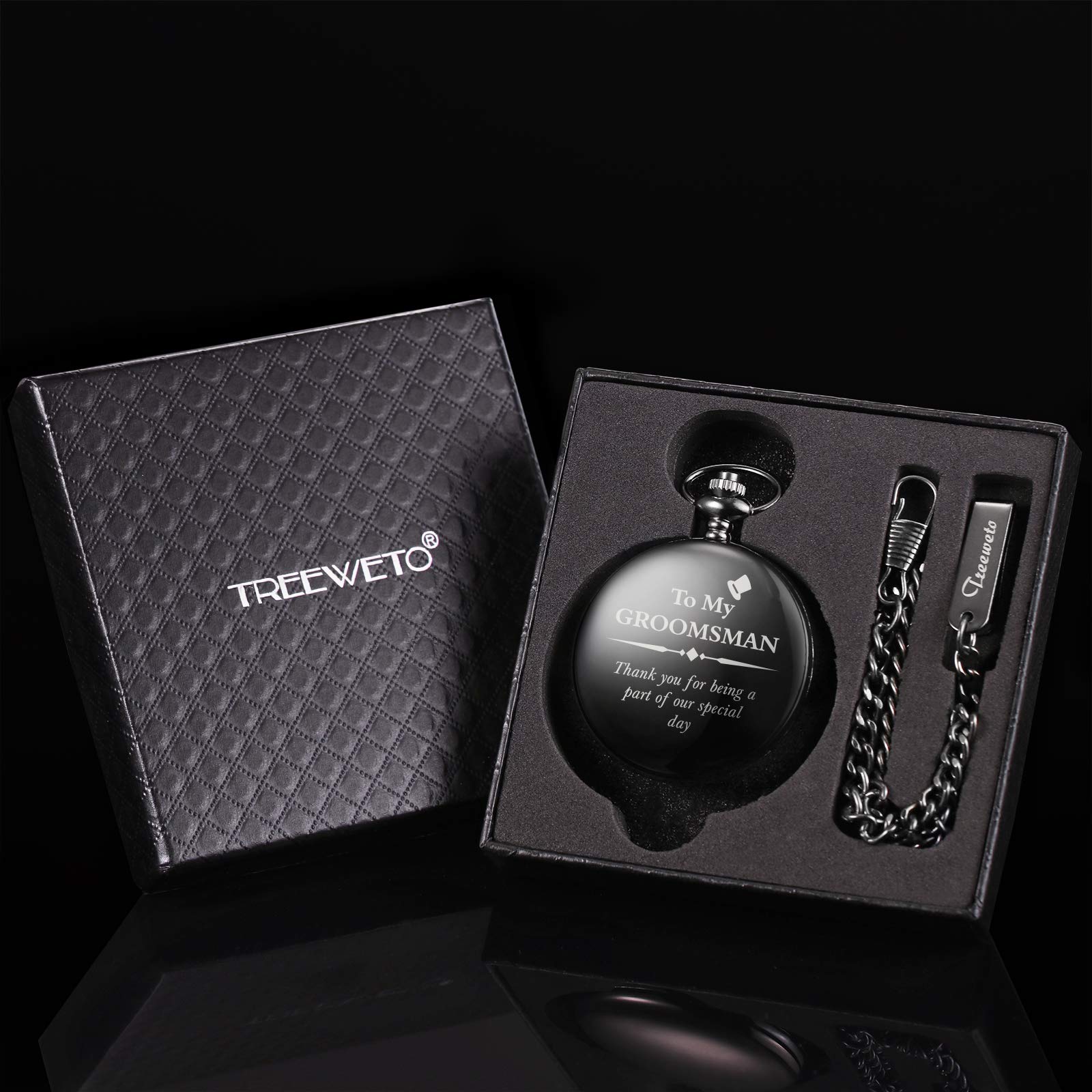 Кишеньковий годинник TREEWETO Personalised Engraved Groom Quartz Fobwatch, фото №7