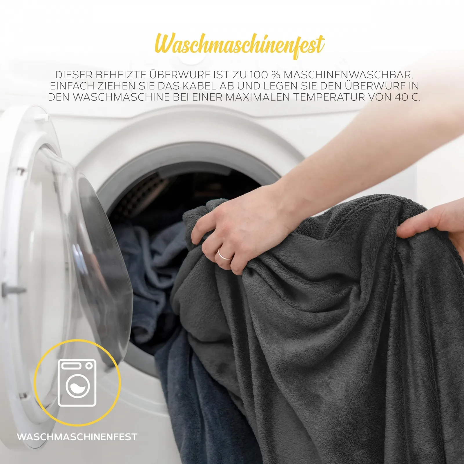 Електрична ковдра MONHOUSE Shearling Сіра, 130 x 160 см, фото №5 Електрична ковдра MONHOUSE Shearling Сіра, 130 x 160 см, фото №5