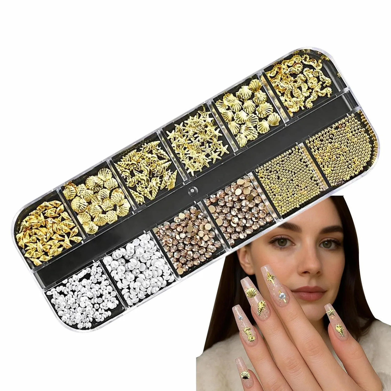 Декор для нігтів 3D Rhinestone Nail Decorations Морська тематика Набір страз та фігурок, фото №9