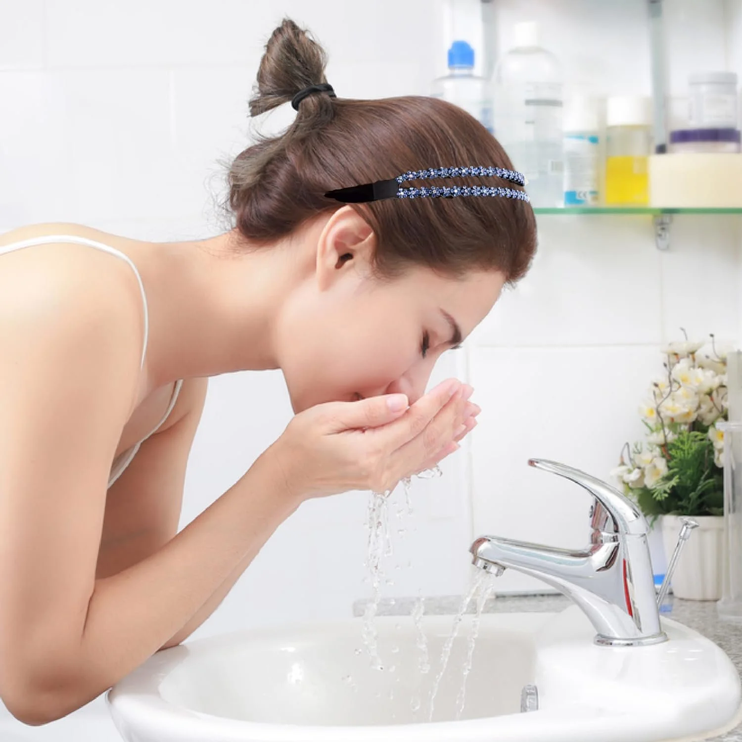 Обруч для волосся зі стразами Подвійний ряд, фото №5